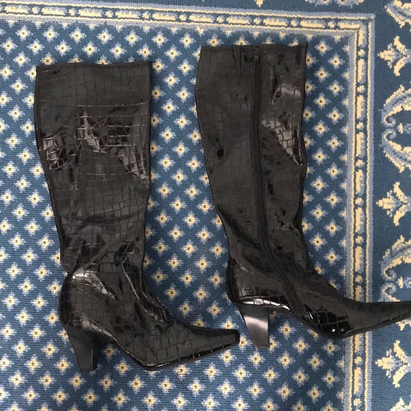 patent leather croc boots